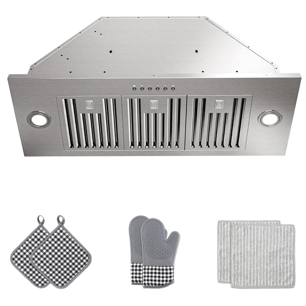 36 in. 400 CFM Convertible Insert Range Hood with Low Noise,Long-Term Warranty,4-Speed Control,Lights in Stainless Steel