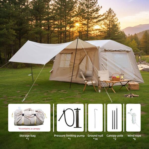 9 ft. x 13 ft. Beige Inflatable Tents for Camping, Blow Up Tent