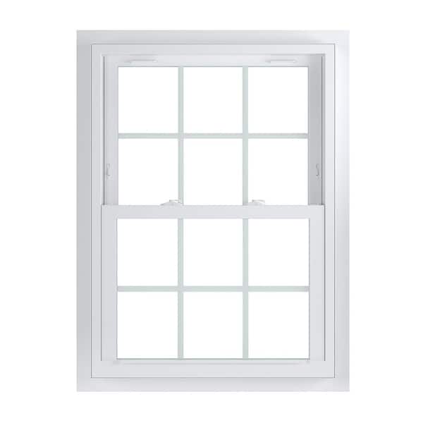 American Craftsman 29.75 in. x 40.75 in. 70 Series White Double Hung Low-E2 Argon PS Glass Vinyl Fin with J Window with Grids, Screen Incl