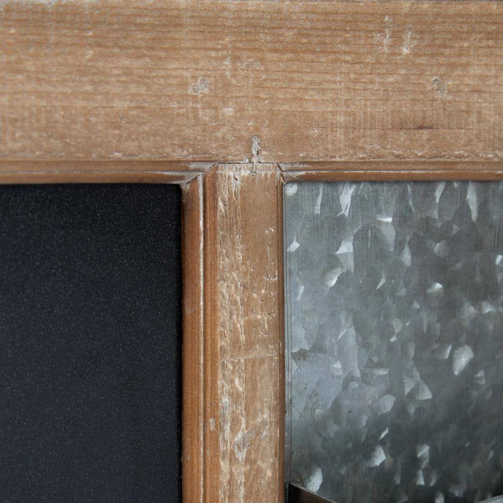 Rustic Brown Wood and Metal Wall Organizer with Chalkboard