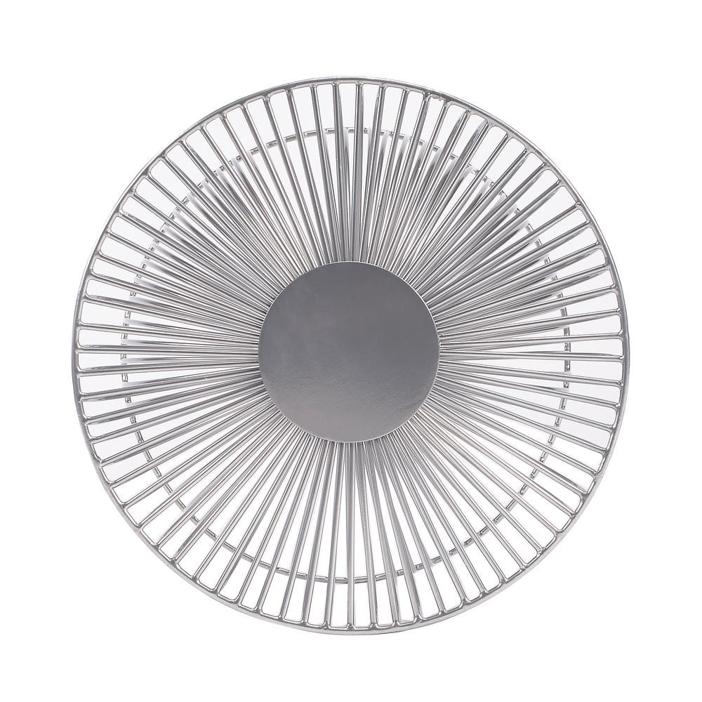 Nicholas Silver Metal and Glass Round Side Table