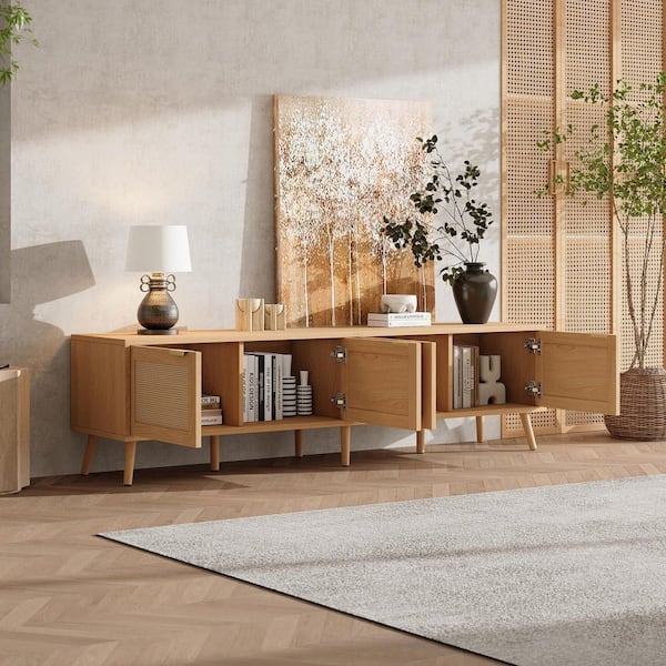 IDEE テレビボード ウォルナット ATINO TV CABINET Noble House Ottilie Modern Natural Wood TV Stand Fits TVs up to 80