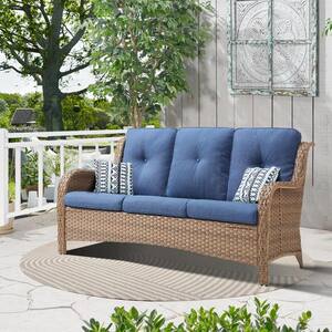 Opohoro ArcoBay Metal and Yellow Wicker Outdoor 3-Seat