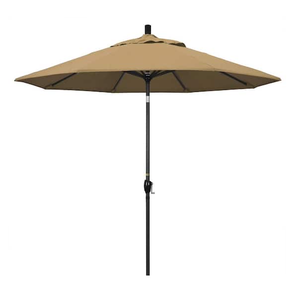 California Umbrella 9 ft. Aluminum Push Tilt Patio Umbrella in Straw Olefin