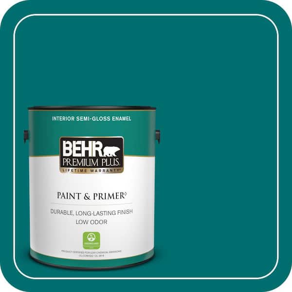 BEHR PREMIUM PLUS 1 gal. #P460-7 Caribbean Current Semi-Gloss Enamel Low Odor Interior Paint & Primer