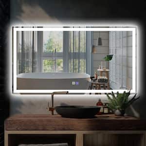 55 in. W x 30 in. H Rectangular Frameless LED Anti-Fog Dimmable Wall Mounted White Modern Style Bathroom Vanity Mirror