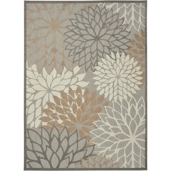 Gray, Ivory 10 ft. x 13 ft. Woven Polypropylene Indoor/Outdoor Area Rug