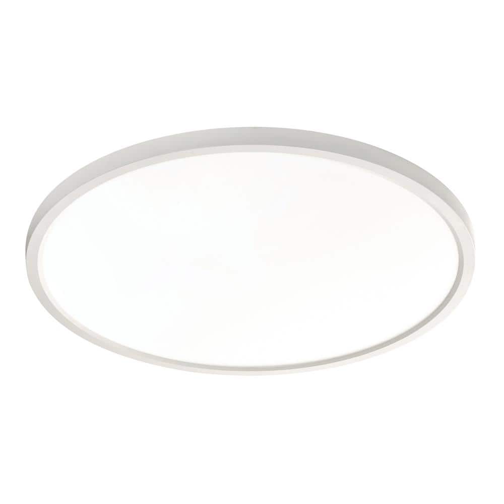 Edge Round 24" Modern LED Flush Mount in White Steel