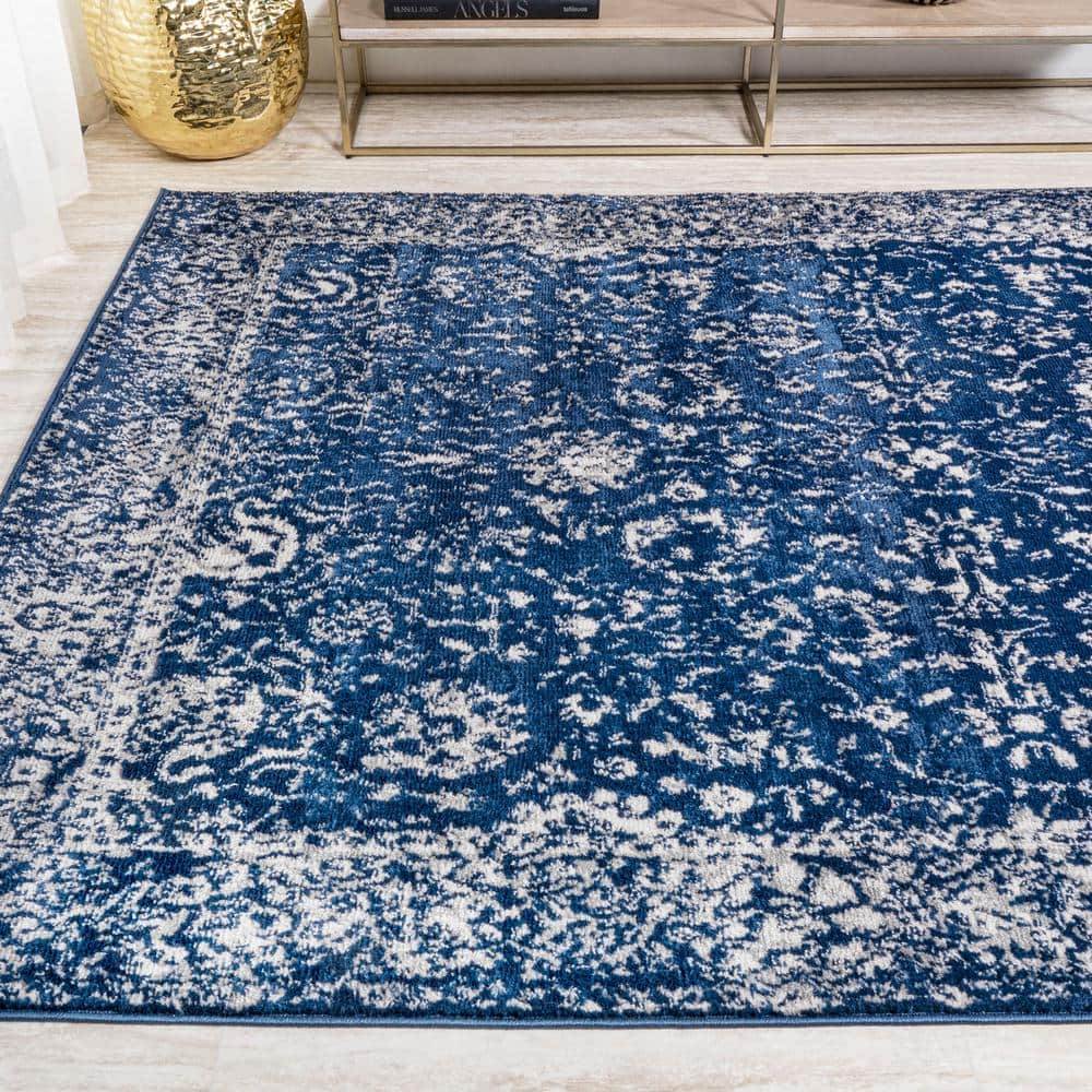 Handmade Reversible Synthetic Navy Blue 4' x 6' Area Rug