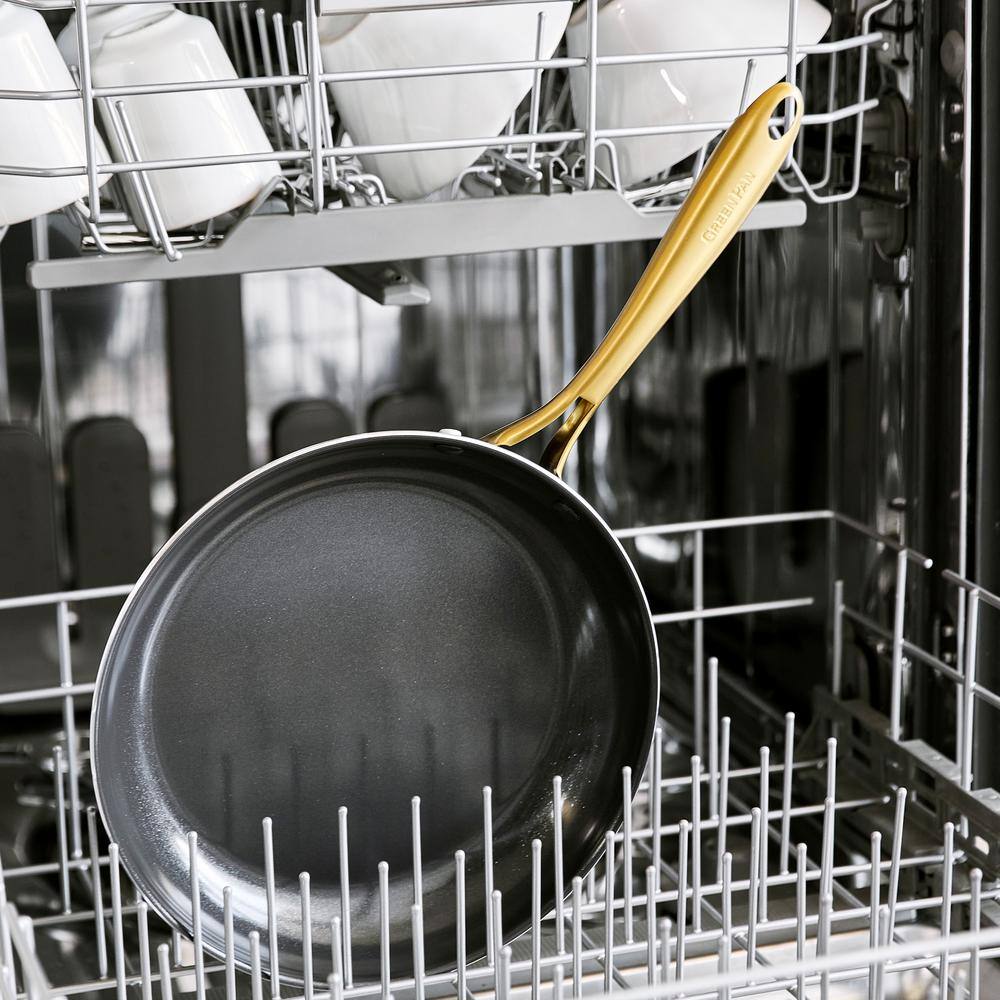 Black Ceramic Nonstick Aluminum Frying Pan with Gold Handle