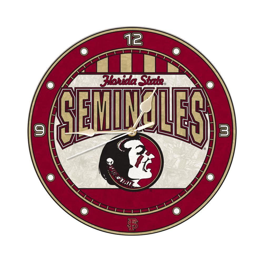 The Memory Company NCAA - 12 in. Florida St Art Glass Clock COL-FSU-274 ...