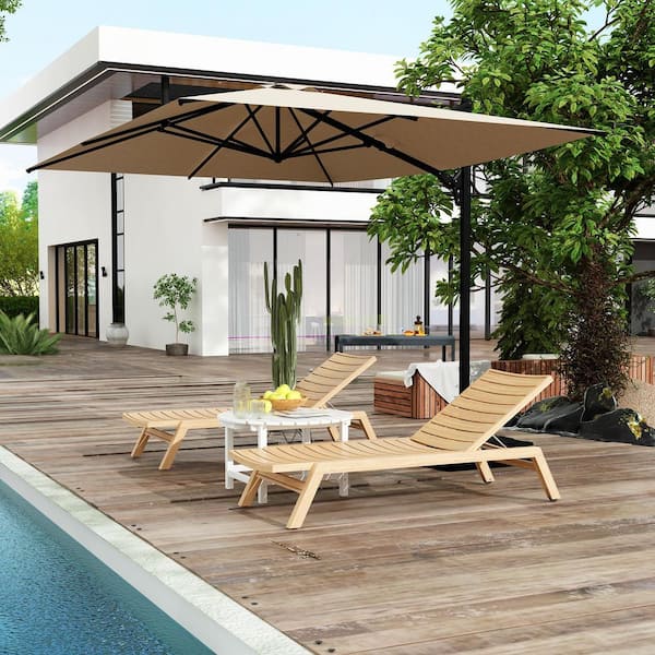 FUFU&GAGA 13 ft. x 10 ft. Patio Umbrella Rectangles Cantilever Umbrella Outdoor Market Umbrella with 360° Rotation in Beige