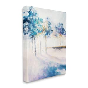 Abstract Blue Tree Shadows in Forest Landscape by Dina D'Argo Unframed Print Nature Wall Art 24 in. x 30 in.