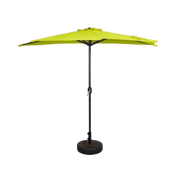 WESTIN OUTDOOR Fiji 9 ft. Market Half Patio Umbrella with Bronze Round Base in Lime