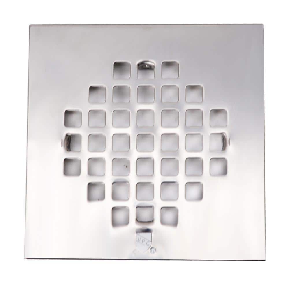 Westbrass 41/4 in. Square Grate Shower Drain Cover, Polished Chrome