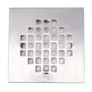 4-1/4 in. Square Grate Shower Drain Cover, Polished Chrome