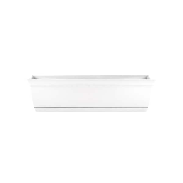THE HC COMPANIES The 30 in. White Eclipse Window Plastic Flower Box with Removable Saucer