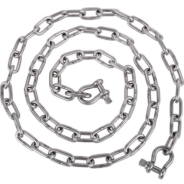Boat Anchor Chain, 5/16 in. x 20 ft., 2373 lbs. WLL/7120 lbs. BS, 316 Stainless Steel Marine Grade Anchor Lead Chain