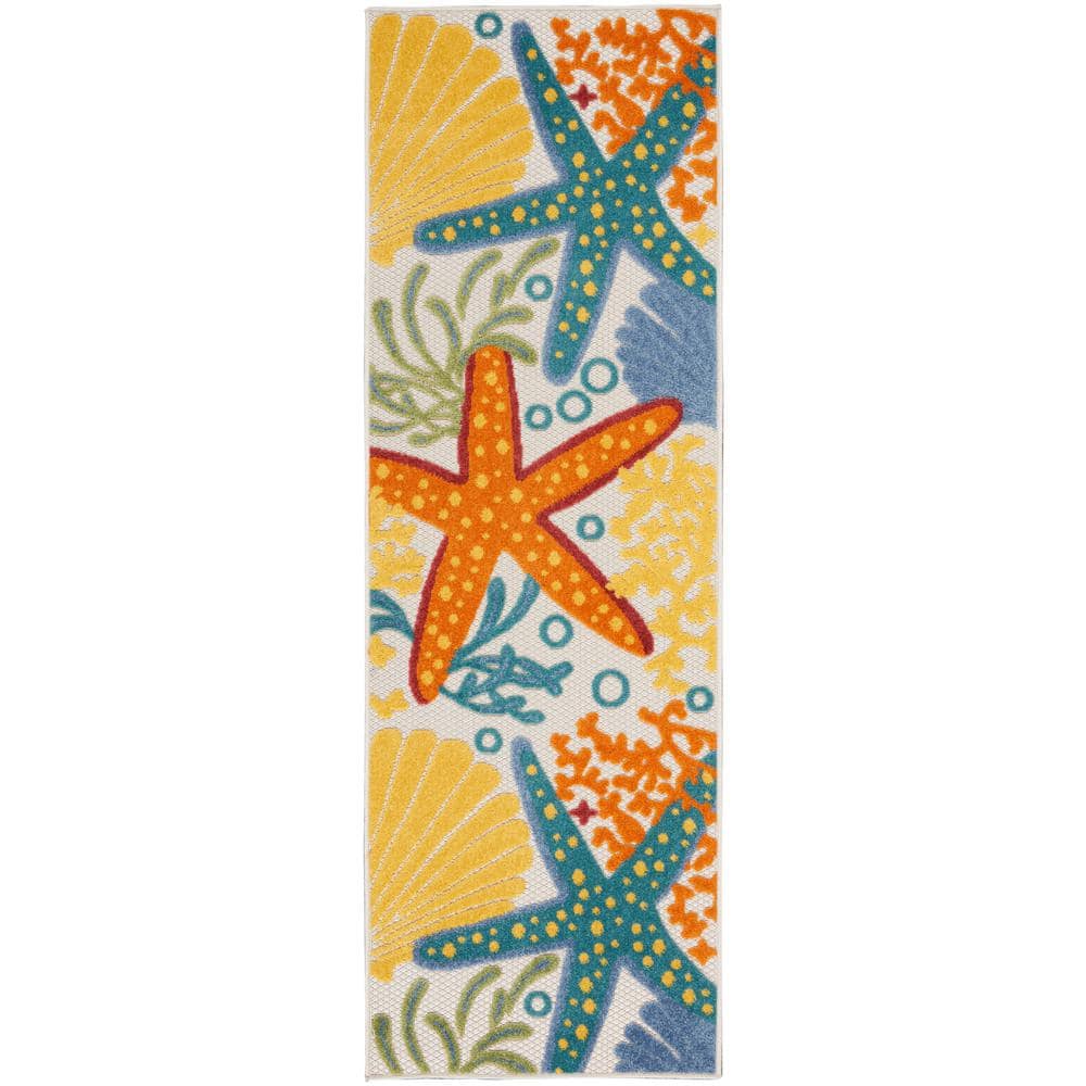 Aloha Multicolor 2 ft. x 6 ft. Kitchen Runner Nautical Contemporary Indoor/Outdoor Patio Area Rug price history on PriceWatchPro