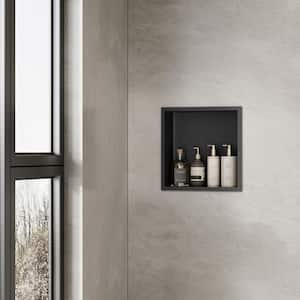 12 in. W x 12 in. H x 4 in. D Stainless Steel Single Iayer Shelf Bathroom Shower Niche in Matte Black