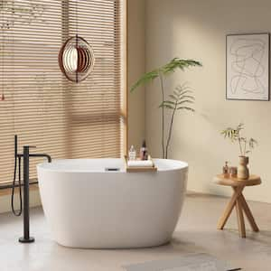 Bradf 47 in. x 28 in. Acrylic Flatbottom Freestanding Soaking Bathtub in White