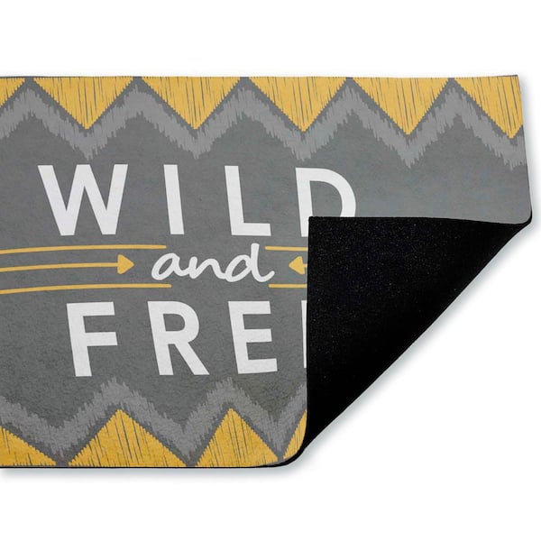 Desert Boho Wild and Free Gray 18 in. x 30 in. Polyester Non-Slip Outdoor Door Mat