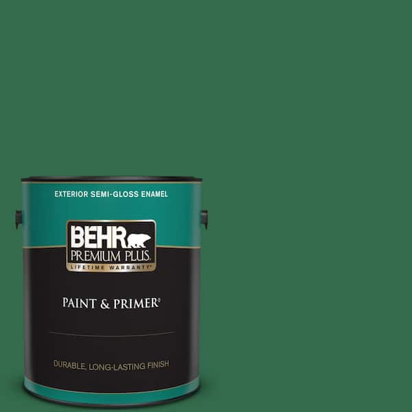 BEHR PREMIUM PLUS 1 gal. #S-H-460 Chopped Chive Semi-Gloss Enamel Exterior Paint & Primer