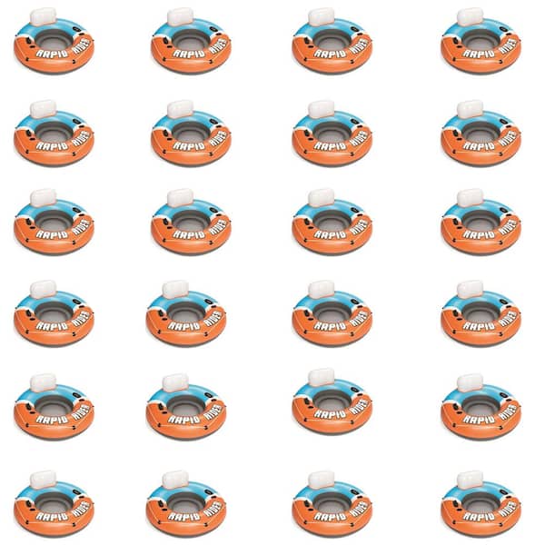 Bestway CoolerZ Orange Rapid Rider Inflatable Blow Up Pool Chair Tube (24-Pack)