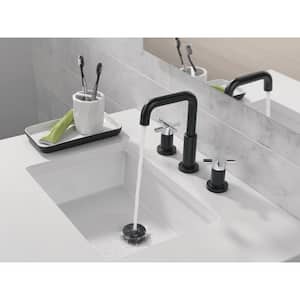 Nicoli 8 in. Widespread Double-Handle Bathroom Faucet in Matte Black/Chrome