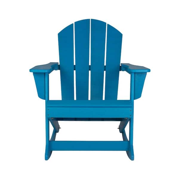 WESTIN OUTDOOR Laguna Outdoor Patio Plastic Adirondack Porch Rocking Chair in Pacific Blue