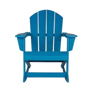 Laguna Outdoor Patio Plastic Adirondack Porch Rocking Chair in Pacific Blue