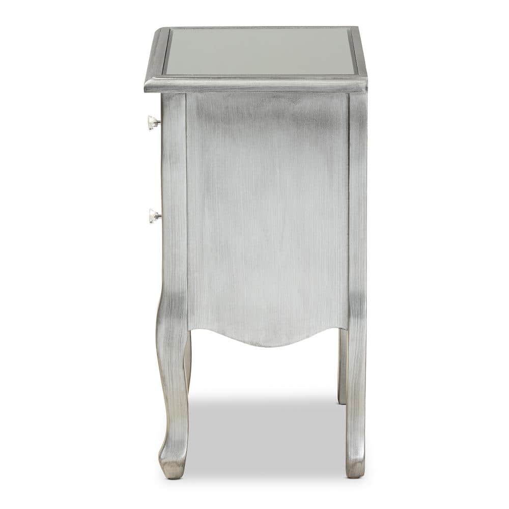 Elegant Mirrored 2-Drawer Nightstand with Crystal Knobs