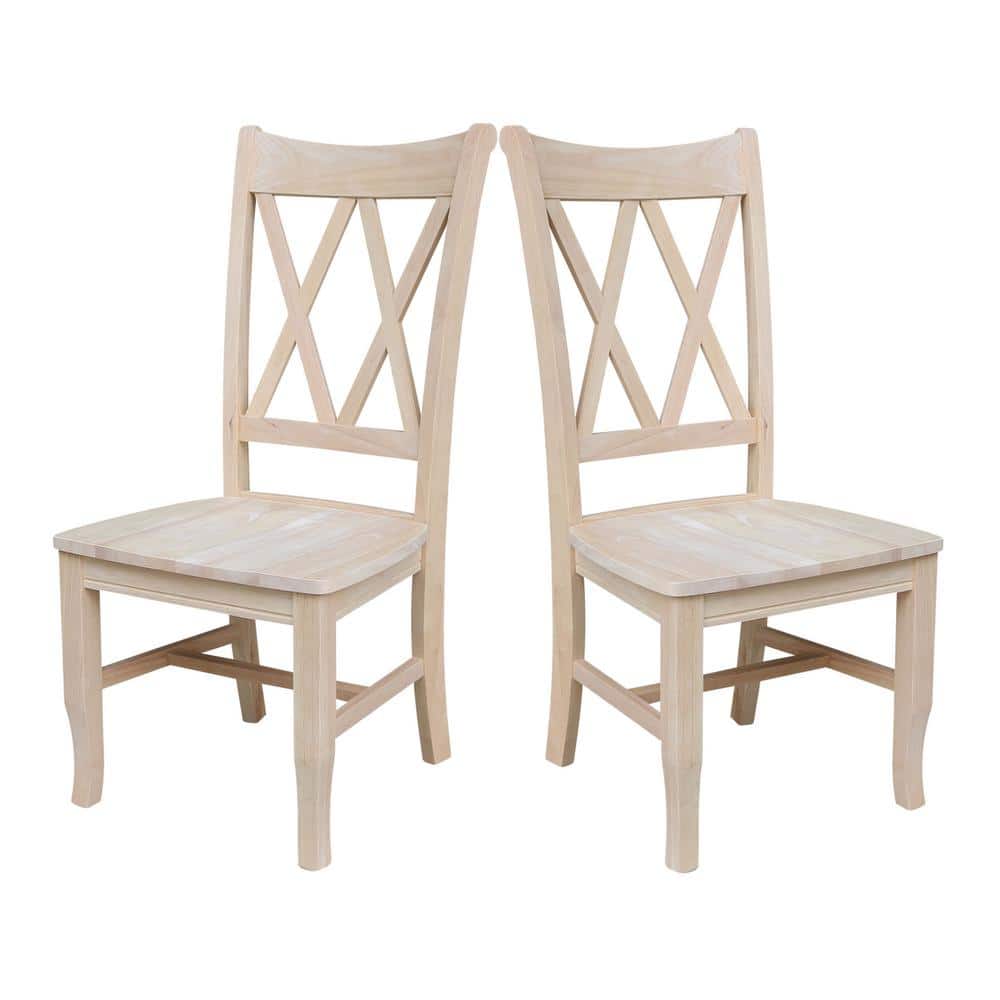 International Concepts Unfinished Wood Double X-Back Dining Chair (Set ...