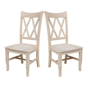 Unfinished Wood Double X-Back Dining Chair (Set of 2)
