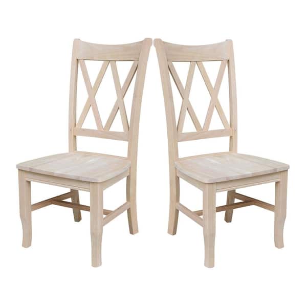 International Concepts Unfinished Wood Double X-Back Dining Chair (Set of 2)