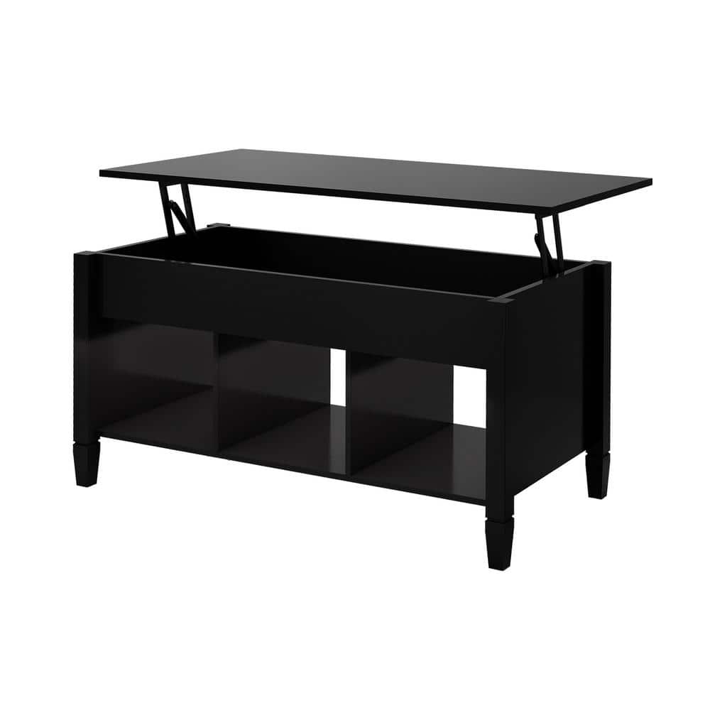 CIPACHO 42 .9 in. Black Rectangle MDF Lift Top Coffee Table with Hidden ...