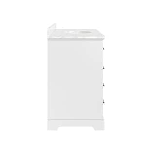 Wellington 48 in. W x 21.5 in. D x 35 in. H Single Sink Freestanding Bath Vanity in White with White Carrara Marble Top