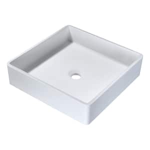 Matimbi 1-Piece Solid Surface Vessel Sink with Pop Up drain in Matte White