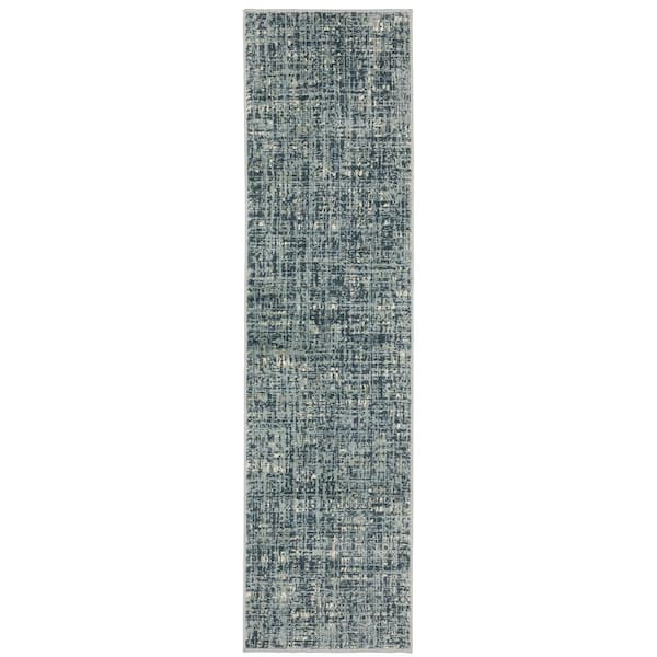 Brixworth Blue 2 ft. x 7 ft. Striped Abstract Polypropylene Indoor Runner Area Rug