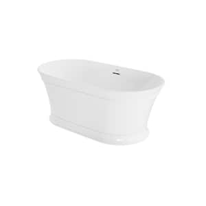 Serafina 59 in. x 31.5 in. Soaking Bathtub with Center Drain in White with Chrome Drain