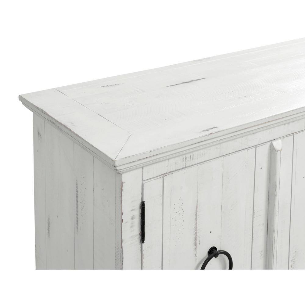 Rustic White Solid Wood TV Stand with Cabinet