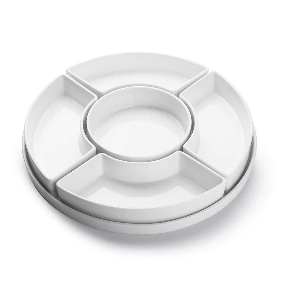 Classic 12 in. White Porcelain Round Appetizer Dish Set (Set of 5), Stackable and Durable, Serving Bowls for Parties price history on PriceWatchPro
