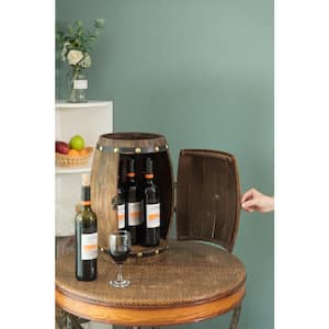Wooden Barrel Shaped Vintage Decorative Wine Rack Storage