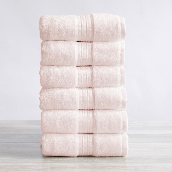 FRESHFOLDS Pink Soft Cotton Classic 6-Pack Hand Towel Set