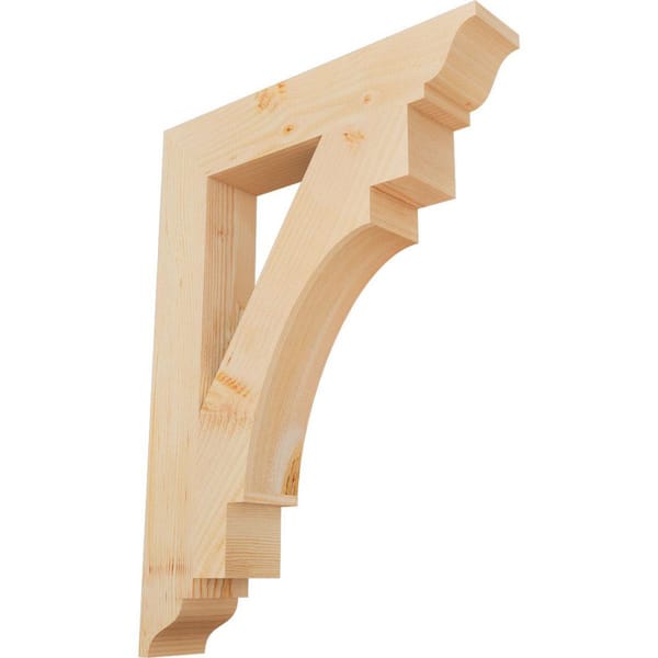 Ekena Millwork 3.5 in. x 30 in. x 22 in. Douglas Fir Merced Traditional Smooth Bracket