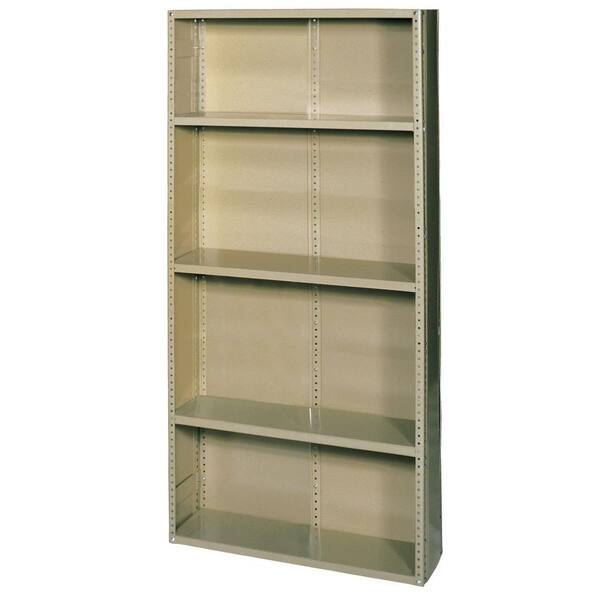 Edsal 75 in. H x 36 in. W x 24 in. D 5-Shelf Commercial Grade Closed Steel Shelving Unit in Tan