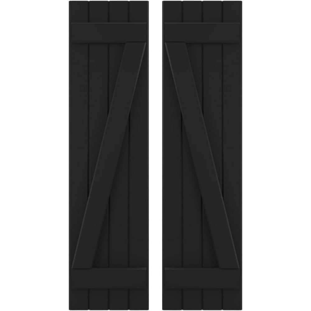 14 in. W x 74 in. H Americraft 4-Board Exterior Real Wood Joined Board and Batten Shutters with Z-Bar in Black price history on PriceWatchPro