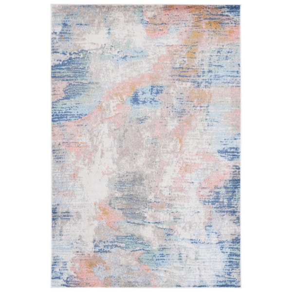 SAFAVIEH Skyler Collection Beige Blue/Pink 8 ft. x 10 ft. Abstract Striped Area Rug