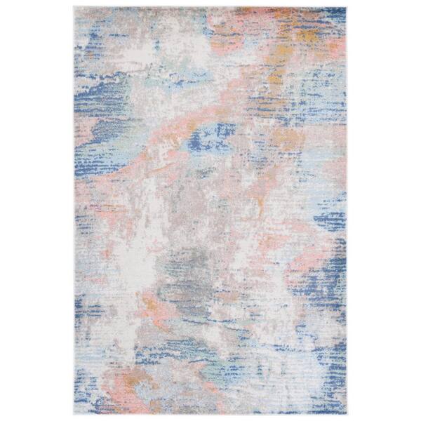 SAFAVIEH Skyler Collection Beige Blue/Pink 9 ft. x 12 ft. Abstract Striped Area Rug