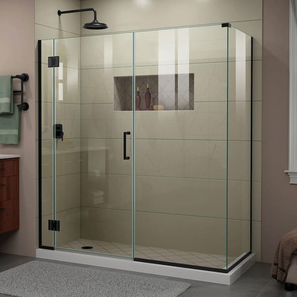 DreamLine Unidoor-X 64 in. W x 34-3/8 in. D x 72 in. H Frameless Hinged Shower Enclosure in Matte Black
